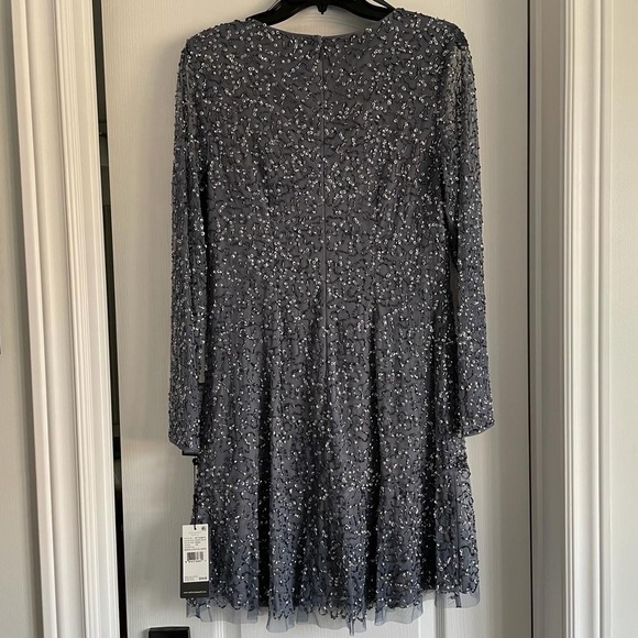 Nwt Adrianna Papell Women's V-Neck Mini Beaded Cocktail Party Dress i - Picture 4 of 14